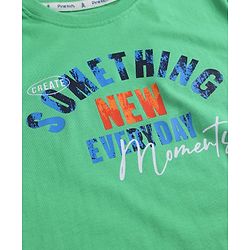 Pine Kids Cotton Knit Half Sleeves Text Printed T-Shirt & Jeans - Green & Blue