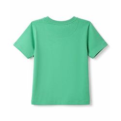 Pine Kids Cotton Knit Half Sleeves Text Printed T-Shirt & Jeans - Green & Blue