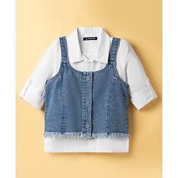 Pine Kids Cotton Knit Full Sleeves Shirt & Jeans Set with Jacket - Blue