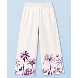 Pine Kids Cotton Woven Half Sleeves Solid Shirt & Beach Theme Printed Pant Set - Purple