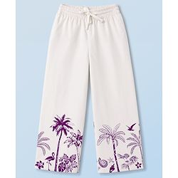 Pine Kids Cotton Woven Half Sleeves Solid Shirt & Beach Theme Printed Pant Set - Purple