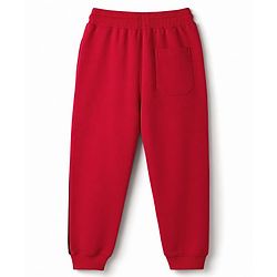 Pine Kids Looper Knit Half Sleeves T-Shirt & Joggers Set with Cut & Sew Design - Red