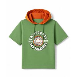Pine Kids Looper Knit Half Sleeves Hooded T-Shirt & Lounge Pant Set - Green