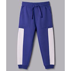 Pine Kids Looper Knit Half Sleeves Cool Vibe Printed Hooded Sweatshirt & Jogger set - Royal Blue