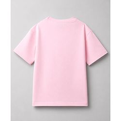 Pine Kids Cotton Looper Knit Half Sleeves Text Printed Top & Pant Set - Light Pink & Orange
