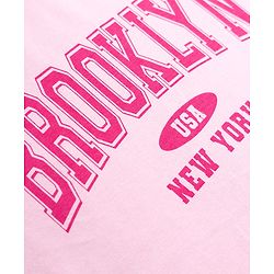 Pine Kids Cotton Looper Knit Half Sleeves Text Printed Top & Pant Set - Light Pink & Orange