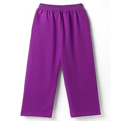 Pine Kids Cotton Looper Knit Half Sleeves Bear Printed Top & Track Pant Set - White & Purple