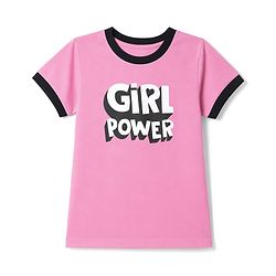 Pine Kids Cotton Looper Knit Half Sleeves Girls Power Printed Top & Pant Set - Pink