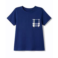 Pine Kids Cotton Knit Half Sleeves Checkered T-Shirt & Shorts Night Suit - Navy Blue