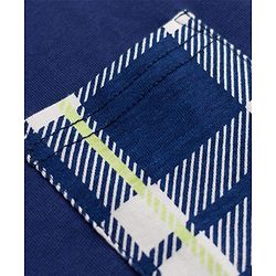 Pine Kids Cotton Knit Half Sleeves Checkered T-Shirt & Shorts Night Suit - Navy Blue