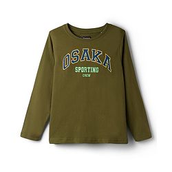 Pine Kids Cotton Knit Full Sleeves Text Printed Tee &  Pyjama Night Suit - Olive Green
