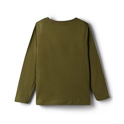 Pine Kids Cotton Knit Full Sleeves Text Printed Tee &  Pyjama Night Suit - Olive Green