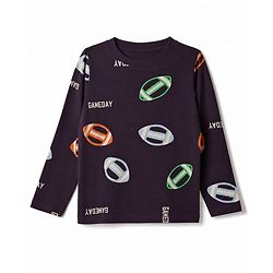 Pine Kids Cotton Knit Full Sleeves T-Shirt & Pyjama Co-ords Night Suit With Ball Print - Wine