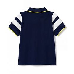 Pine Kids 100% Cotton Knit Half Sleeves Striped Polo T-Shirt - Navy Blue