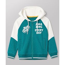 Pine Kids Cotton Mixes Knit Sweatshirt with Full Sleeves and Amazing Every Day Text Print - Green