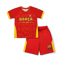 Pine Active Knit Half Raglan Sleeves T-Shirt with Shorts Football Set - Red
