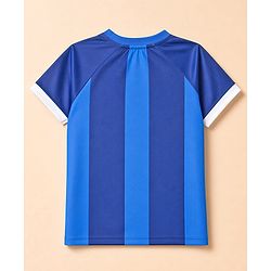 Pine Active Knit Half Raglan Sleeves Striped & Text Printed T-Shirt & Shorts Football Set - Blue