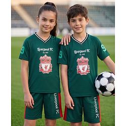 Pine Active Knit Half Raglan Sleeves Football Tee & Shorts Set - Green