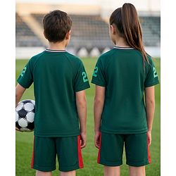 Pine Active Knit Half Raglan Sleeves Football Tee & Shorts Set - Green