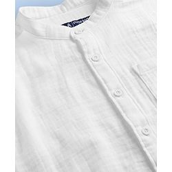 Pine Kids Cotton Woven Full Sleeves Solid Shirt with Mandarin Collar - White