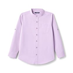 Pine Kids Cotton Woven Full Sleeves Solid Shirt with Mandarin Collar - Purple