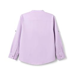 Pine Kids Cotton Woven Full Sleeves Solid Shirt with Mandarin Collar - Purple
