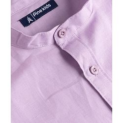 Pine Kids Cotton Woven Full Sleeves Solid Shirt with Mandarin Collar - Purple
