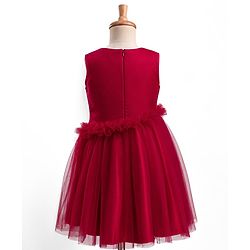 Pine Kids Mesh Woven Sleeveless Party Dress With Sequin Detailing - Dark Pink