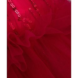 Pine Kids Mesh Woven Sleeveless Party Dress With Sequin Detailing - Dark Pink