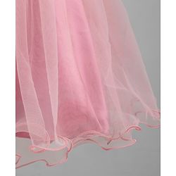 Pine Kids Mesh Woven Sleeveless Party Dress With Floral Applique & Embroidery - Pink & White