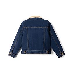 Pine Kids 100% Cotton Woven Full Sleeves Washed Denim Jacket With Fur Collar - Blue