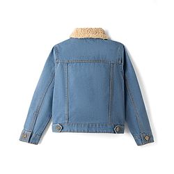 Pine Kids 100% Cotton Woven Full Sleeves Washed Denim Jacket With Fur Collar - Light Blue