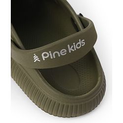 Pine Kids Back Strap Closure Solid Clogs - Olive Green