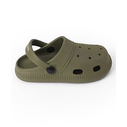 Pine Kids Back Strap Closure Solid Clogs - Olive Green
