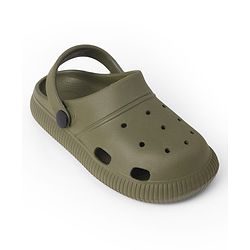 Pine Kids Back Strap Closure Solid Clogs - Olive Green