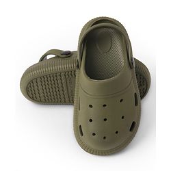 Pine Kids Back Strap Closure Solid Clogs - Olive Green