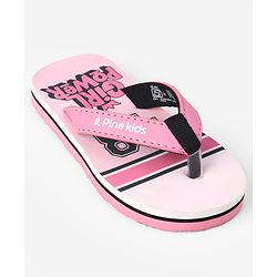Pine Kids Slip On Flip Flops With Text Print - Pink