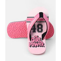 Pine Kids Slip On Flip Flops With Text Print - Pink