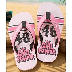 Pine Kids Slip On Flip Flops With Text Print - Pink