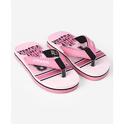 Pine Kids Slip On Flip Flops With Text Print - Pink