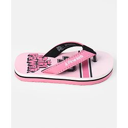 Pine Kids Slip On Flip Flops With Text Print - Pink
