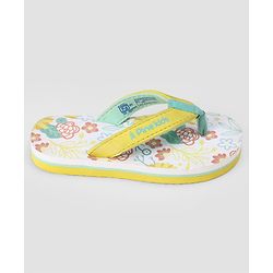 Pine Kids Slip On Flip Flops With Floral Print - Pink & Yellow