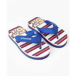 Pine Kids Slip On Flip Flops With Striped & Text Print - Blue & Red