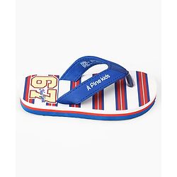 Pine Kids Slip On Flip Flops With Striped & Text Print - Blue & Red