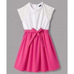 Pine Kids Poplin Woven Raglan Sleeves Frock With Belt - Pink
