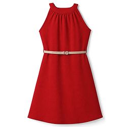Pine Kids Woven Sleeveless Dress With Belt - Red