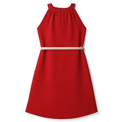 Pine Kids Woven Sleeveless Dress With Belt - Red