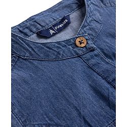 Pine Kids Cotton Woven Half Sleeves Shirt Dress with New Me Print - Navy Blue