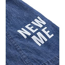 Pine Kids Cotton Woven Half Sleeves Shirt Dress with New Me Print - Navy Blue