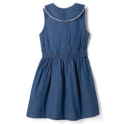 Pine Kids Cotton Woven Sleeveless Solid Color Frock - Navy Blue